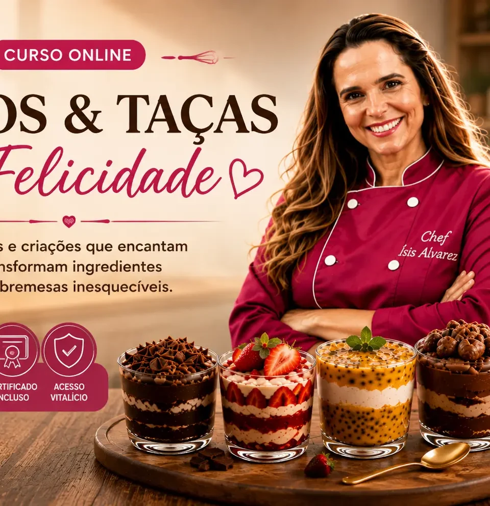 Curso Copos e Taças da Felicidade Online: Receitas, Montagens e Vendas