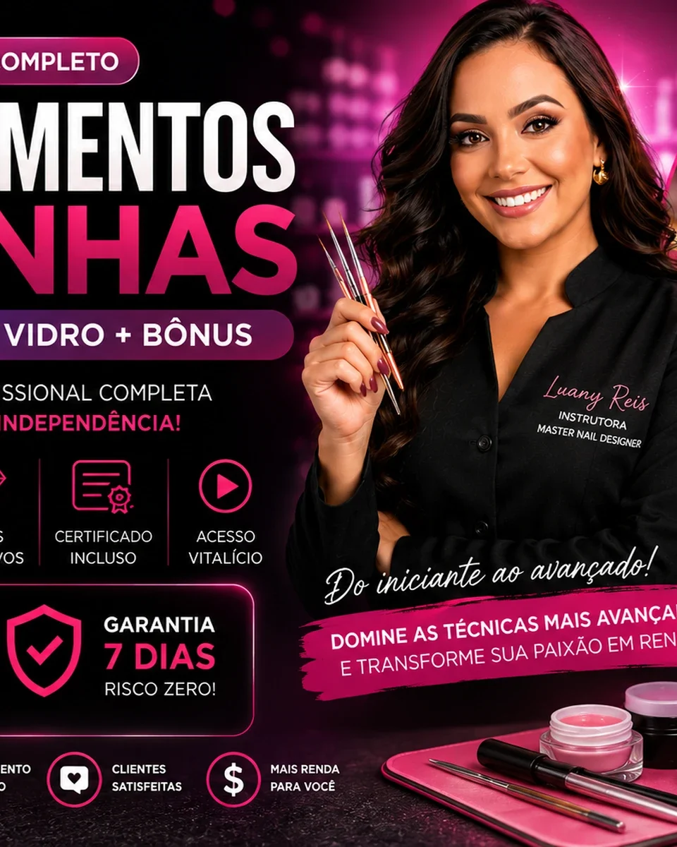 Curso Alongamentos de Unhas Online: Gel + Fibra de Vidro com Bônus