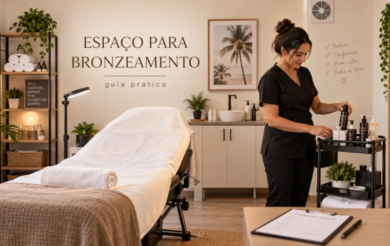 Como montar um espaço para trabalhar com bronzeamento natural — ambiente profissional organizado