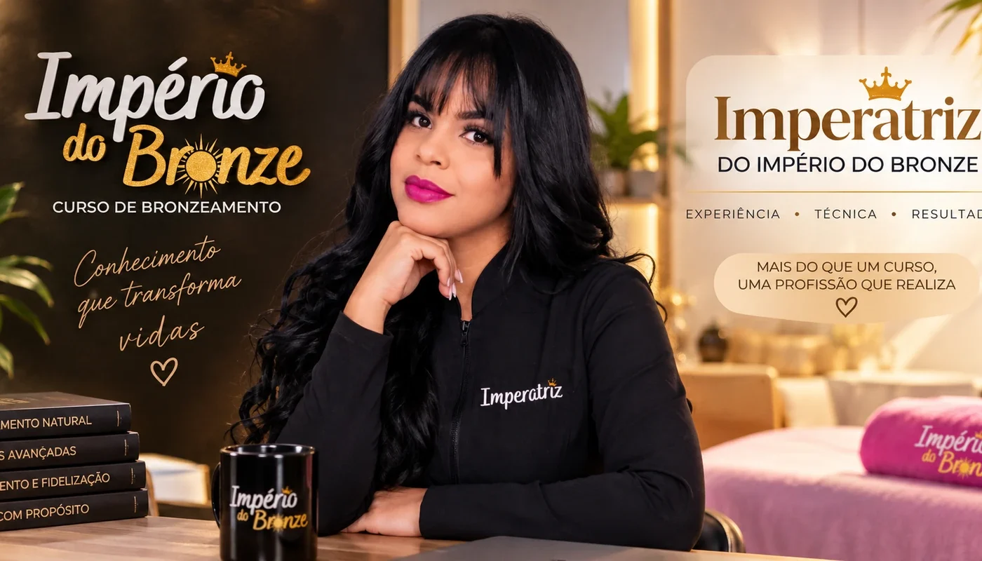 Imperatriz do Império do Bronze — professora do curso em ambiente profissional de bronzeamento natural